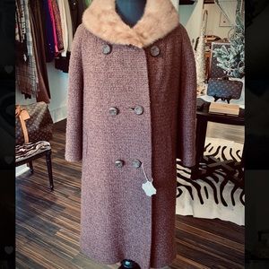 Vintage Wool Coat w/ Fur Collar